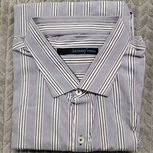 Zachary Prell Button Up Shirt Men Size‎ 2XL Blue Striped Long Sleeve Casual